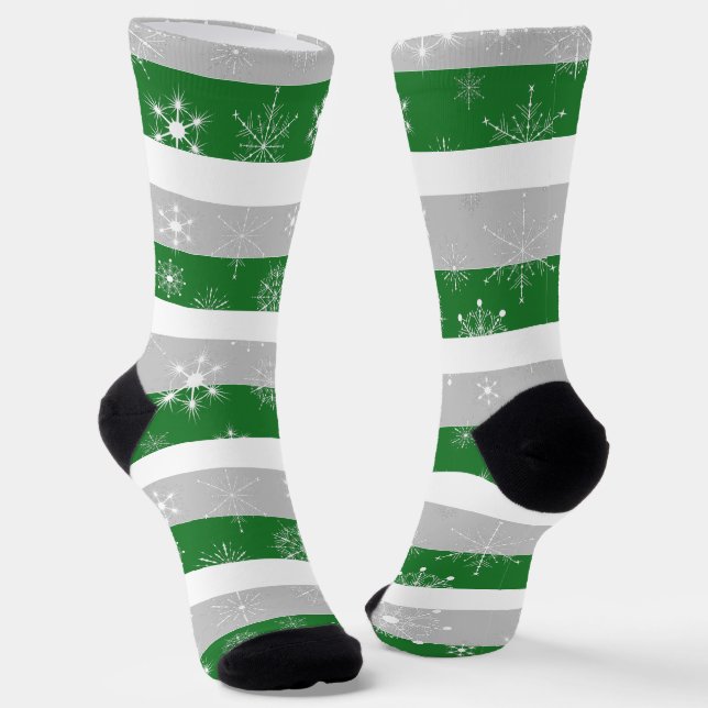 Weiße und graue Streifen Socken (Gewinkelt)