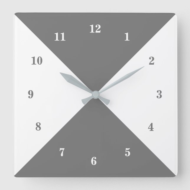 Weiße und graue Wall-Uhr - benutzerdefinierte Farb Quadratische Wanduhr (Vorderseite)