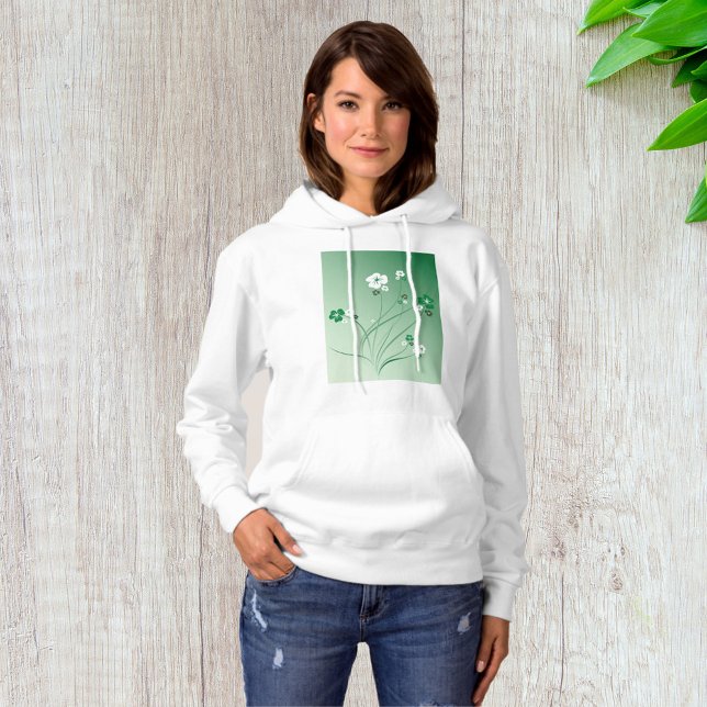 Weiße und grüne Blume Hoodie (Von Creator hochgeladen)