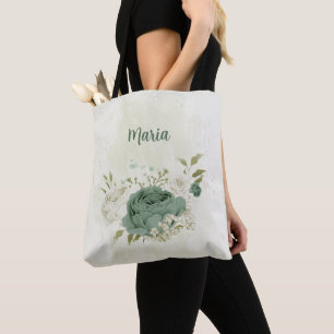 Weiße und grüne Blume Tasche