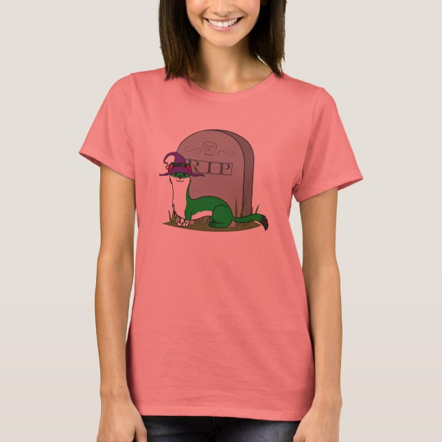 Weiße und grüne Ermine-Rotzunge mit RIP Grave Ston T-Shirt (Vorderseite)