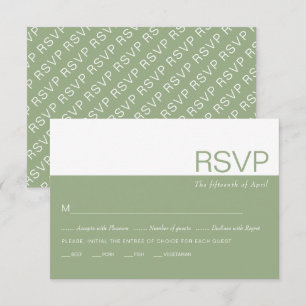 Weiße und grüne Farbblockade, kichkische Hochzeit RSVP Karte