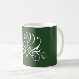 Weiße und grüne Geblüht Rose Kaffeetasse