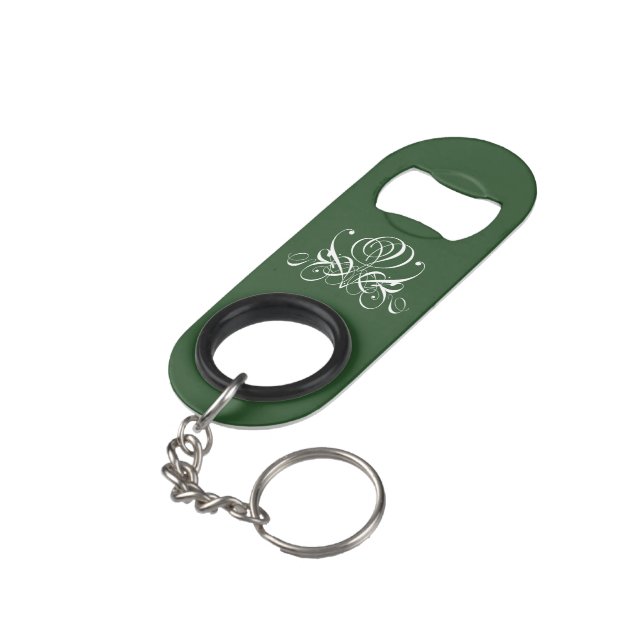 Weiße und grüne Geblüht Rose Mini Flaschenöffner (Rückseite Schrägansicht)