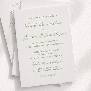 Weiße und grüne Hochzeit Einladung
