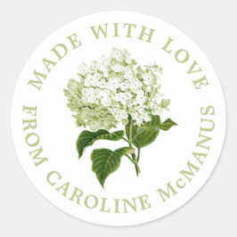 Weiße und grüne Hydrangea aus Liebe Runder Aufkleber
