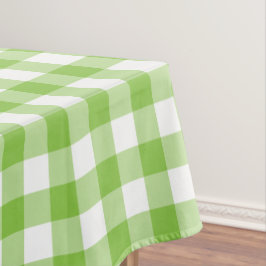 Weiße und grüne Karotischdecke des Ginghams Tischdecke
