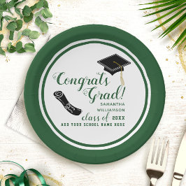 Weiße und grüne Klasse 2025 Abschluss Pappteller