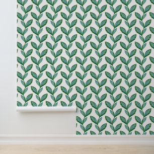 Weiße und grüne Natur Cool Moderne Foliage Zeichne Tapete