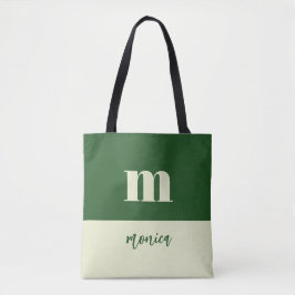 Weiße und grüne personalisierte Tragetasche mit In Tasche