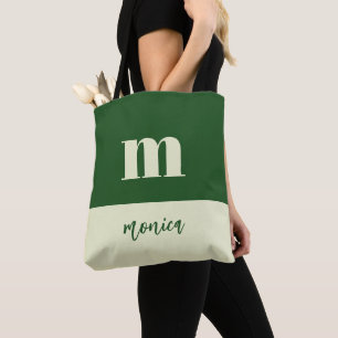Weiße und grüne personalisierte Tragetasche mit In Tasche