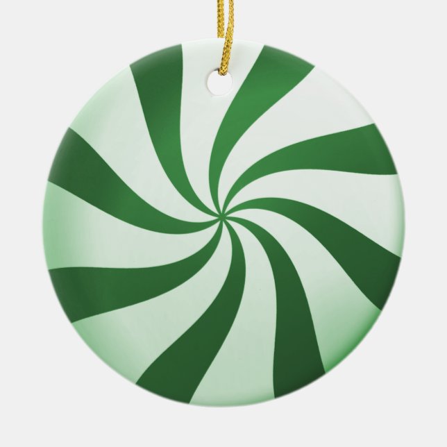 Weiße und grüne Pfefferminzbonbons Keramik Ornament (Vorne)