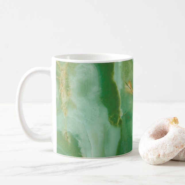 Weiße und grüne Steinstruktur Kaffeetasse (Mit Donut)