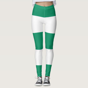 Weiße und grüne Stipes Leggings