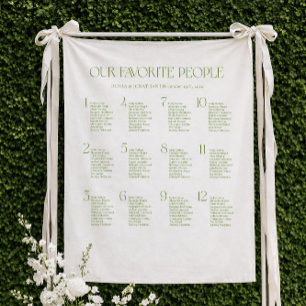 Weiße und grüne Stoff-Hochzeit-Sitzordnung Wandteppich