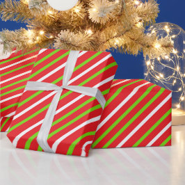 Weiße und grüne Streifen auf RED Christmas Geschenkpapier