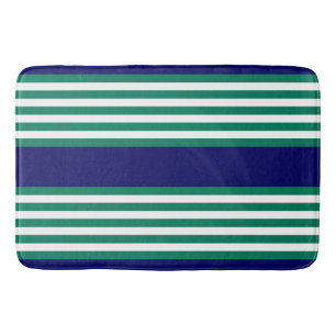 Weiße und grüne Streifen mit marineblau Badematte