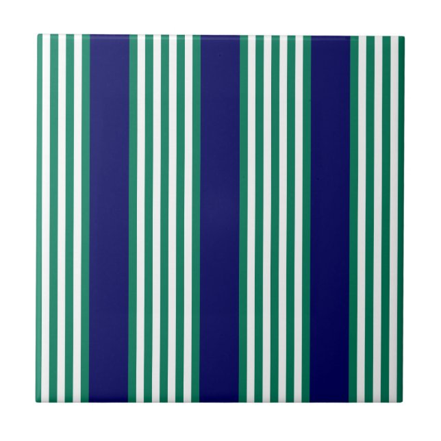 Weiße und grüne Streifen mit marineblau Fliese (Vorderseite)