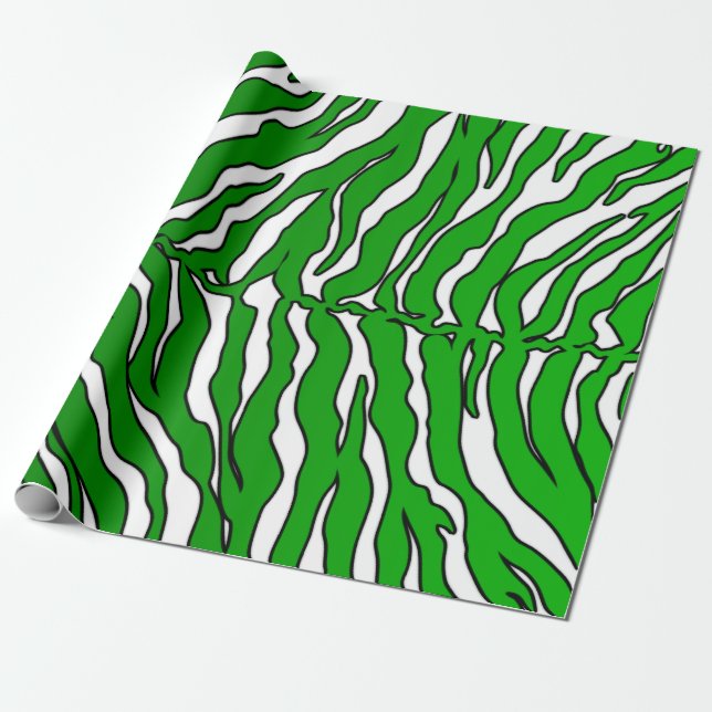 Weiße und grüne Tiger-Streifen Geschenkpapier (Ungerollt)