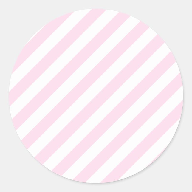 Weiße und hellrosa Streifen. Runder Aufkleber (Vorderseite)