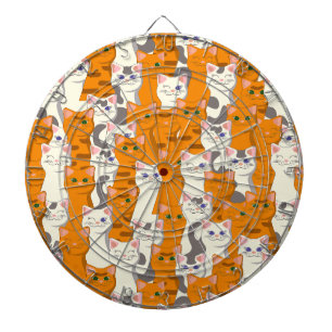 Weiße und Ingwer Katzen Muster grüne Augen blaue A Dartscheibe