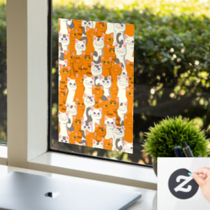 Weiße und Ingwer Katzen Muster grüne Augen blaue A Fensteraufkleber