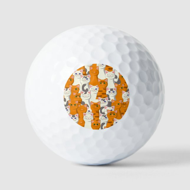 Weiße und Ingwer Katzen Muster grüne Augen blaue A Golfball (Vorderseite)