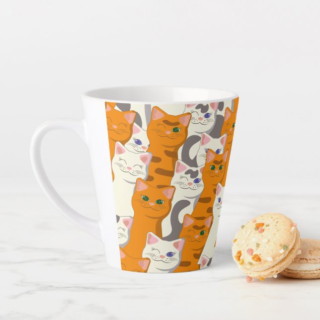 Weiße und Ingwer Katzen Muster grüne Augen blaue A Milchtasse (Beispiel)