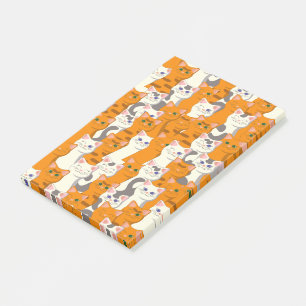 Weiße und Ingwer Katzen Muster grüne Augen blaue A Post-it Klebezettel