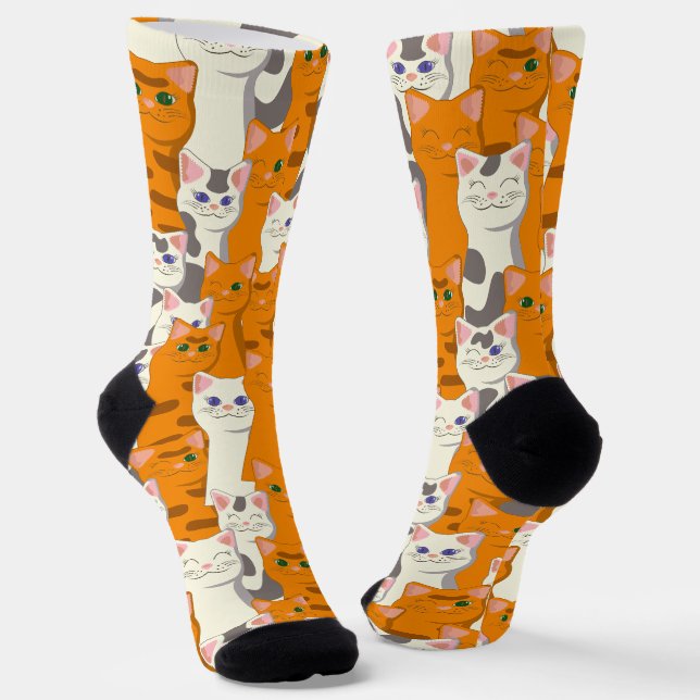 Weiße und Ingwer Katzen Muster grüne Augen blaue A Socken (Gewinkelt)