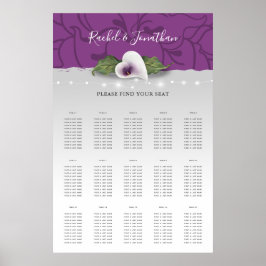 Weiße und Lila Calla Lily Wedding Seating Charts Poster