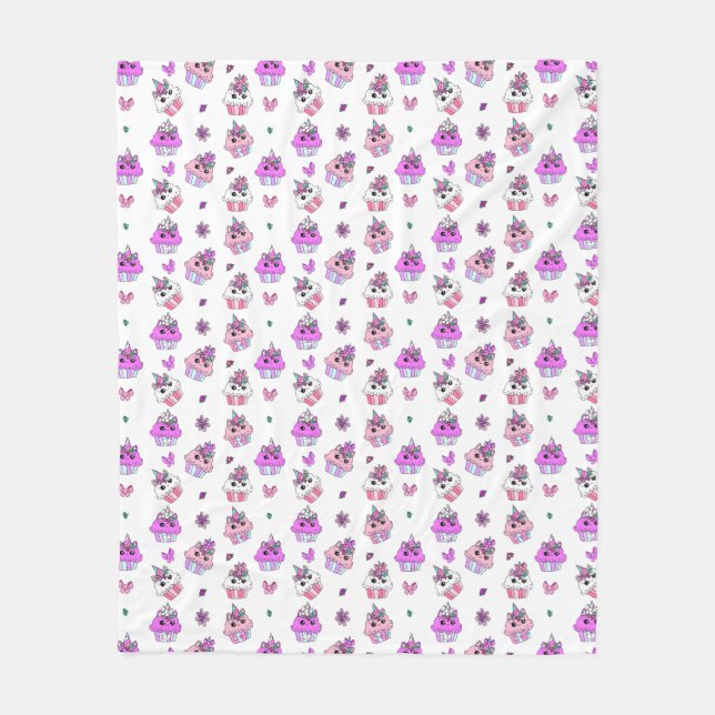 Weiße und Lila Einhornkuchen Girl's Fleecedecke (Vorderseite)