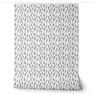 Weiße und Lila Lavendelmuster Tapete
