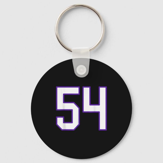 Weiße und Lila Nummer 54 Jersey Player Uniform # Schlüsselanhänger (Vorderseite)
