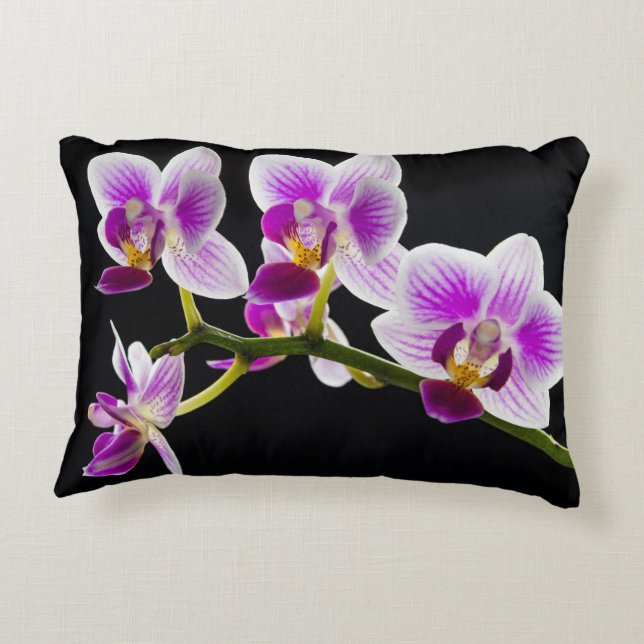 Weiße und lila Orchidee Dekokissen (Rückseite)