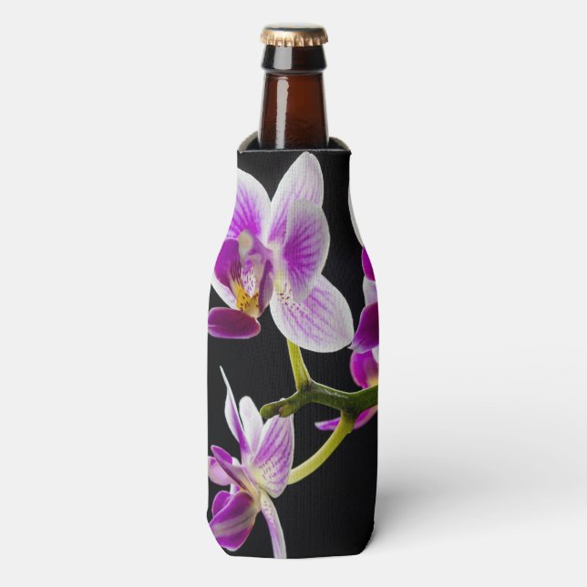 Weiße und lila Orchidee Flaschenkühler (Flaschenvorderseite)