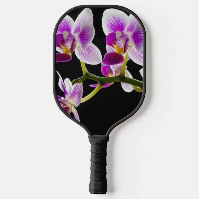 Weiße und lila Orchidee Pickleball Schläger (Rückseite)