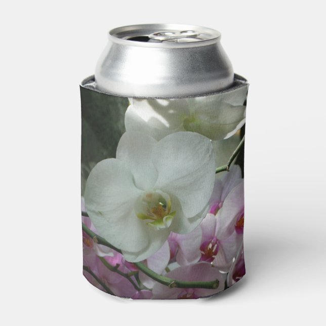 Weiße und Lila Orchideen Dosenkühler (Kanne Vorderseite)