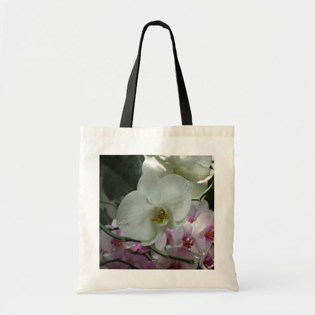 Weiße und Lila Orchideen Tragetasche (Vorne)