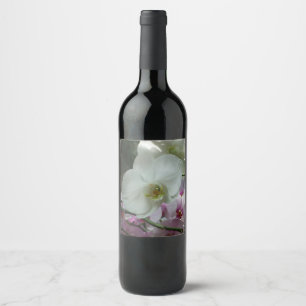 Weiße und Lila Orchideen Weinetikett