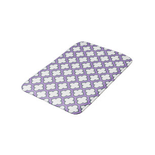 Weiße und Lila Trellis, Gitter, Quatrefolie Badematte