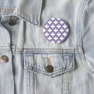 Weiße und Lila Trellis, Gitter, Quatrefolie Button