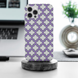 Weiße und Lila Trellis, Gitter, Quatrefolie Case-Mate iPhone Hülle