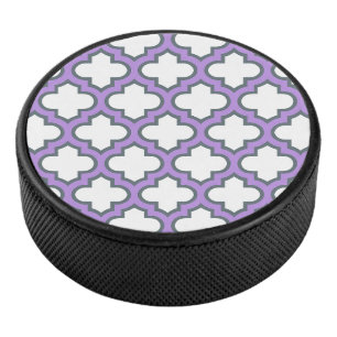 Weiße und Lila Trellis, Gitter, Quatrefolie Eishockey Puck