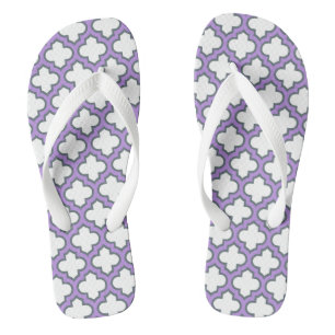 Weiße und Lila Trellis, Gitter, Quatrefolie Flip Flops