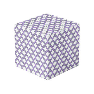 Weiße und Lila Trellis, Gitter, Quatrefolie Würfel