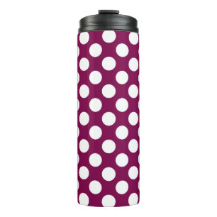 Weiße und magentafarbene Polka-Punkte-Muster Thermosbecher