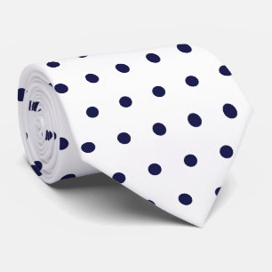 Weiße und marineblaue geometrische Punkte-Muster-K Krawatte