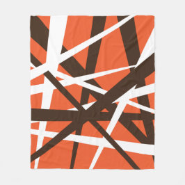 Weiße und orange Abstrakte Streifen Fleecedecke