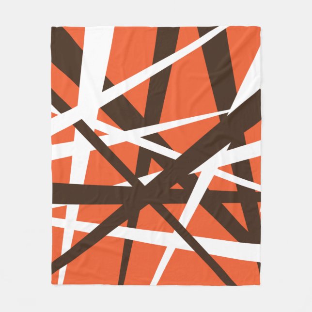 Weiße und orange Abstrakte Streifen Fleecedecke (Vorderseite)